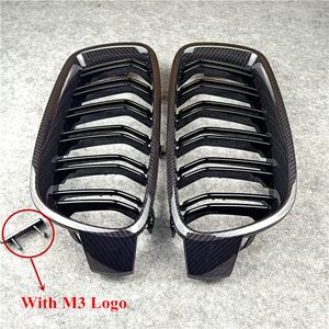 A Pair 2 Line Double Slat Kidney Grill Grille Fits for BMW 3 Series F30 F35 ABS M Color Car Front grilles 2012-IN