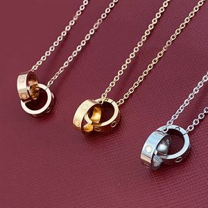 Designer designers de colar de luxo jóias ouro prata dupla anel de natal presente cjeweler masculino mulher diamante amor pingente colares tem colar