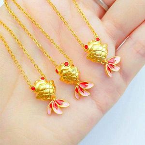 Подвесные ожерелья 1 кусочки Прекрасные рыбные цепь Желто -золотое, наполненное девочками, ожерелье для девочек