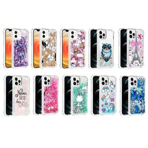 Çiçek QuickSand Yumuşak TPU Samsung S23 Ultra S22 Plus A14 5G A23 4G A13 A73 A33 A53 A13 S21 Eyfel Tower Kelebek Bling Sıvı Parıltılı Telefon Kapağı