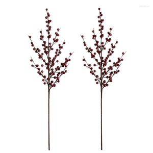 Flores decorativas de 28 polegadas de 28 polegadas artificiais Berry Long Stem Christmas Fruit Dendrobium Festival Living Room Home Arrangement Diy