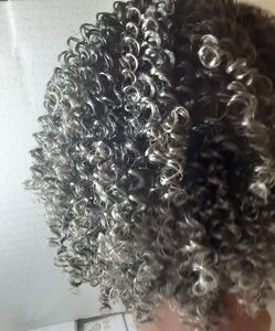 вьющиеся седые волосы натуральные кудри Соль и перец человеческие волосы-конский хвост 10а прическа настоящий бразильский конский хвост шиньон зажим для шнурка в 140г