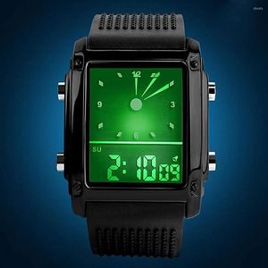 Bilek saatleri Universal Couple Watch Water Proof Unisex Dual LCD Kronograf Dijital Bilek Büyük Kadran