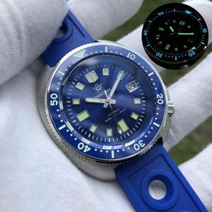 Kol saatleri çelik divan erkekler dalış saat erkekleri otomatik mekanik saatler 200m su geçirmez kol saati İsviçre Süper Aydınlık Saat Safir
