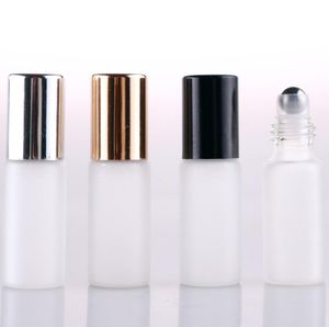 5 ml tragbare Zuckergussglasflasche Leere kosmetische Stahlroller-Roll-On-Flaschen für ätherische Öle LX2897