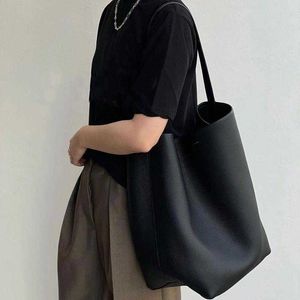 Small Autumn and Winter Top Layer Cow Leather the Litchi Grain Shoulder Large Capacity Tote Bag Portable Bucket