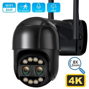 Dome Cameras 4K 8MP PTZ IP Camera Dual Lens 8X Zoom WiFi Outdoor Security Cam 2K 4MP CCTV Video Surveillance AI Human Detection ICsee Alexa 221117