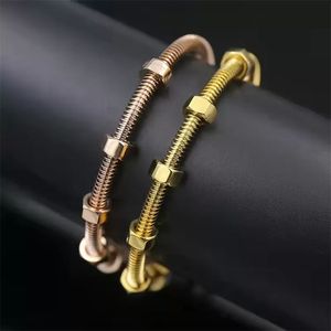 Stainless Steel Couple Thread Bracelet, 6 Screws Love Bangle for Men and Women, Never Fade