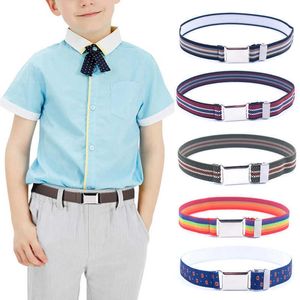 Mix 5 Pcs Wholesale Kids Boy Girls Striped Stretch Western Strap Adjustable Buckle Elastic Canvas Belts Children Waistband