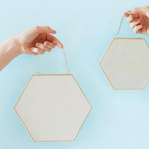 Aynalar Nordic Style Hexagon Ayna Estetik Minimalist Vanity Sanat Asma Duvar Espejos Decorativos Ev Dekorasyonu EI50DM