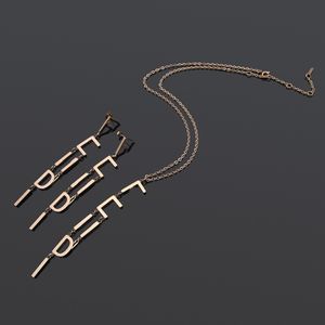 Ünlü marka kısa klasik zarafet titanyum çelik kolye f harikalar sarkık kolye saplamalar küpeler kadın 18k altın takı doğum günü şenlik hediyeleri fs10 --03