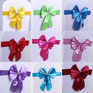 Обложки стула 10 шт./Лот Бургундские стволы PPC Украшения Weddin с Elastic Ribbon Bows Spandex Roy