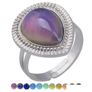 Полосовые кольца ретро -температура измерение кольцо с изменением цветовой воды Drop Heart Mood Женщины модные ювелирные украшения доставка Dhuam