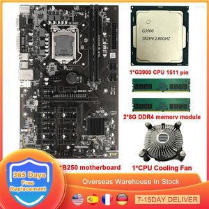 Anakartlar BTC B250 Madencilik Anakartı Seti MSATA LGA 1151 12 PCIE PCI-E 1X 16X GRAFİK KARTI GPU G3090 CPU 2 8G DDR4 ETH Madenci Teçhizat