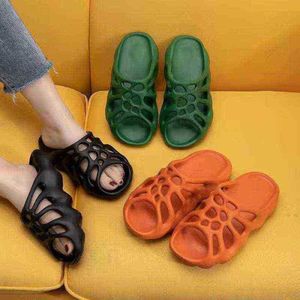 Kadınlar Yaz Kişilik Terlik Moda Kalın Dönmüş Ayakkabı Deniz Kenar Dış Giyim Giyim Gündelik Plaj Ayakkabıları Örümcek Web Sandalet J220716