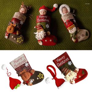 Saç aksesuarları Noel çorap kitleri bebek uyku tulumu po props kostüm Noel Baba Snowman Reinde Noel karakteri 3D Tatil Hediyesi Şapka
