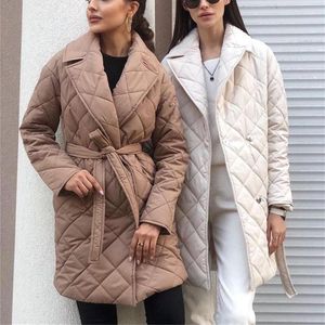 Женские траншеи пальто оланчеек средний и длинная хлопчатобумажная одежда 2022 Осенний зимний снежный снег