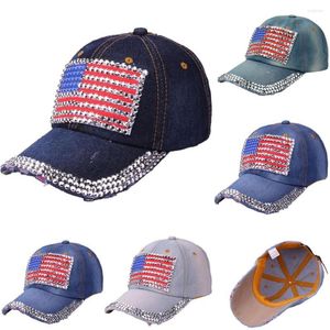 Ball Caps World Baseball 2022 Женщины американские флагзы джинсы джинсы джинсы Bling Hat Cap