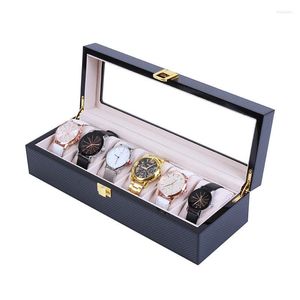 Смотреть коробки 6/10/12 Слоты Horloge Opslag Boxlight Luxe High-End Black Carbon Fibre Verf Doos Kijken Opbergdoos Display Box