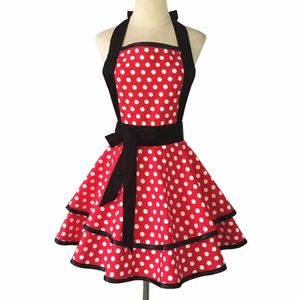 Güzel El Yapımı Kırmızı Polka Dot Pamuk Pamuk Retro Önlükler Kadınlar için Kızlar Kek Kitchen Cook Önlük Anne Hediyesi 1224477