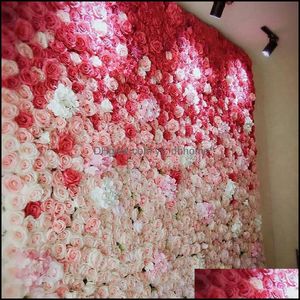 Flores decorativas Wreaths Wreaths Artificial Flower Wall Pain￩is de parede Sima￧￣o Silke Rose Diy Party Wedding Stage Decora￧￵es de cen￡rio Drop del Dhwrr