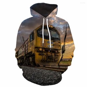 Erkek Hoodies Marka Peyzaj Hoodie Erkekler Train 3D Baskılı Gün batımı Sweatshirt Seyahat Kapüşonlu Sıradan Baskı Unisex Komik
