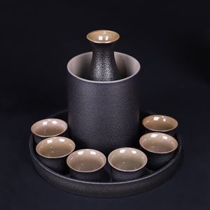 Бокалы вина в японском стиле керамика сакэ для горшки набор черная керамика вино винные бутылки чашки для бутылки 221121