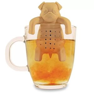 Schöne Teesiebe Mops in einer Tasse Silikon Tee-Ei Kawai Portable Dog Großhandel