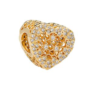 Pandora için Orijinal Kutu ile Sarı Altın Kaplama Kalp Balıcılığı Cazibesi Gerçek Gümüş Bileklik Yılan Zinciri Bilezik Kadın Mücevher Yapımı Takılar