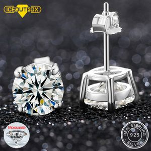 Stud 012 Karat D VVS Solitaire Küpeler Kadınlar Erkekler Katı 925 STERLING Gümüş Köpüklü Düğün Takı 221119