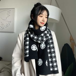 Шарффыммополовое лицо шарф женщина зимняя милая девочка корейская версия универсальная модная студентка вязаная шерсть теплая чека