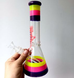 Bong de vidro colorido de 10,5 polegadas narguilés com lagarto luminoso Cool Oil Dab Rigs com tubos fêmea de 18 mm