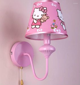 Duvar lambası Odası Led Pembe Kumaş abajur Işığı Kız Çocuk Yatak Odası Modern Mini Fikstür Ev Sconce