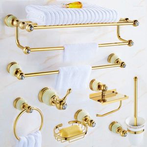 Acessório de banho Conjunto de banho Europa Copper Gold Jade Towel Rack Rackt Papel Holder Marble European Phone Plataforma Banheiro Acessórios