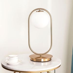 Lampade da tavolo Lampada moderna a sfera in vetro a led Zucca in ceramica Camera da letto pieghevole in ferro filato leggero