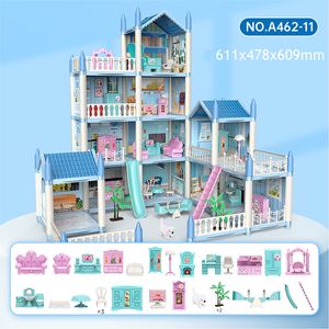 Bebek Evi Aksesuarları DIY 3D Kulübe Aydınlatma Villa Modeli Montessori Montajlı Bulmaca Büyük Boy Set Aile Kale Çocuk Oyuncakları Hediye 221122