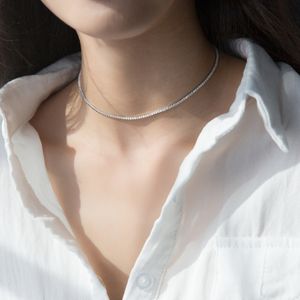Chokers 1 5mm 100 925 Sterling silver Zirconia AAAA Tennis Choker short necklace for women Bridal FINE Jewelry Gift 221121