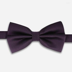 Bow Ties 2022 Moda Erkekler Düğün Çift Kumaş Koyu Mor Bowtie Kulübü Ziyafet Kelebek Kravat Hediye Kutusu