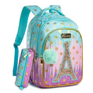 Рюкзаки школьная сумка рюкзак для детей подростки девочки с блестками башня принадлежности 221122