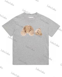 Lüks tasarımcı en iyi marka tshirt kırık baş ayı çocuklar kısa kollu yaz gevşek yarım kollu moda çocuk çocuk çocuk tees kız giyim bebek polo gri giymek