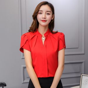 Kadın Tulumları Tulumlar Kadın Üstler ve Bluz Gömlek Vücut Kısa Kol V Boyun Beyaz Kırmızı Mavi Yaz Sonbahar Kadın Kore İş Giysileri 221123