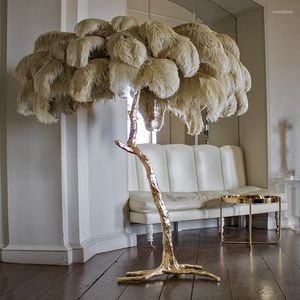 Floor Lamps Modern Ostrich Feather Light Tripot LED Corner For Living Room Decor Standing Lamp Bedside Indoor Lighting