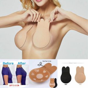 Women's Strapless Bra Rabbit Ear Lift Nipple Covers Self-Adhesive Silicone Invisible Reusable Pads XL-M