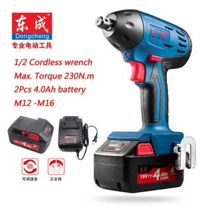 Dongcheng Speed Variable 18V Cordless Impact Wrench Max. 230 N.m Rechargeable 4.0Ah 1 2" Electric-Wrench Gift 19 22mm