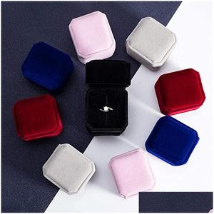 Ювелирные коробки Square Ring Retail Box Wedding Jewellery Serving Holder Case Case Bired Packing Box для доставки ювелирных изделий PAC DH3AF