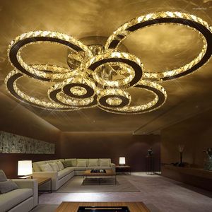 Люстры, установленные на поверхности, современный светодиодный потолочный кристалл для лобби для гостиной спальня кольцо кольцо Avize Cristals Большая люстра