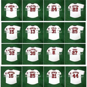 Kolej Beyzbol 1989 All Star Retro Beyzbol Forması Mike Alabalık Brian Downing Tim Salmon Wally Joyner Reggie Jackson Chuck Finley Jim Edmonds Chili Davis Bo