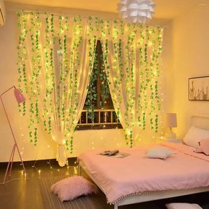Dekoratif Çiçekler Yapay Bitkiler Ivy Garland Bitki Yaprakları Led İpi Işıkları estetik Yatak Odası Bahçe Parti Duvar Odası