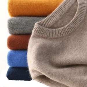 Мужские свитера, мужской кашемировый свитер, осень-зима, мягкий теплый трикотажный джемпер, халат Hombre Pull Homme Hiver, пуловер с v-образным вырезом и круглым вырезом, вязаный 221124