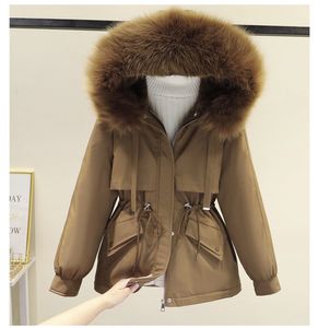 Womens Down Parka Cotton Imbottito Plus Size 2XL Winter Big Fur Jacket Women Loose Slim Warm Hooded Parka Coat giacca 221124